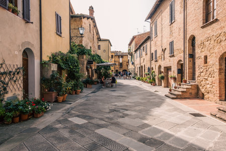 Beautiful view of Tuscany landscape and landmarks. Summer in Italyの写真素材