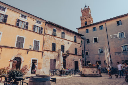 Beautiful view of Tuscany landscape and landmarks. Summer in Italyの写真素材