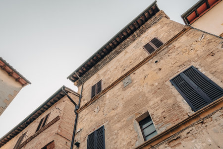 Beautiful view of Tuscany landscape and landmarks. Summer in Italyの写真素材