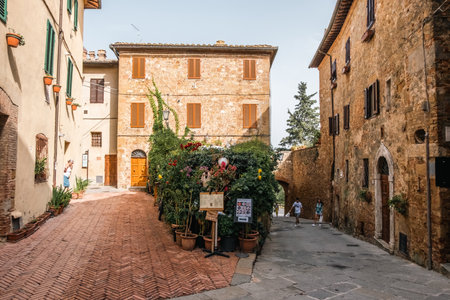 Beautiful view of Tuscany landscape and landmarks. Summer in Italyの写真素材
