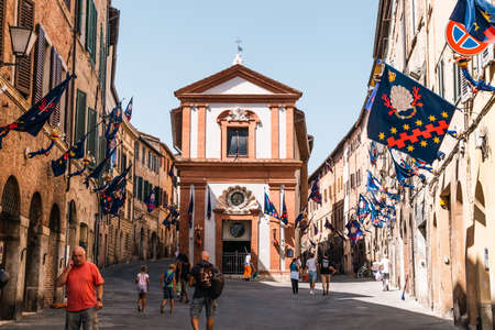 Beautiful view of Siena in Tuscany. Siena Palio day.の写真素材
