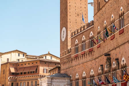 Beautiful view of Siena in Tuscany. Siena Palio day.の写真素材