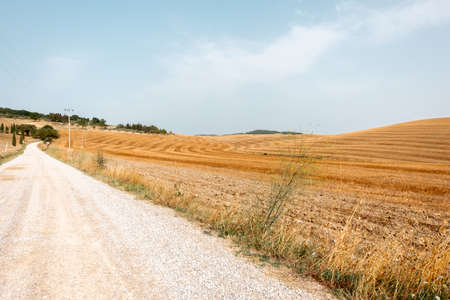 Beautiful view of Tuscany landscape and landmarks. Summer in Italyの写真素材