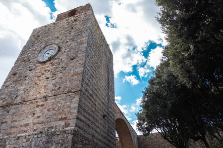 Beautiful view of Tuscany landscape and landmarks. Summer in Italyの写真素材
