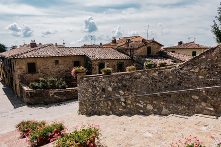 Beautiful view of Tuscany landscape and landmarks. Summer in Italyの写真素材