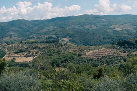 Beautiful view of Tuscany landscape and landmarks. Summer in Italy