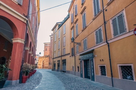 Beautiful view of Modena in Emilia Romanga. Summer in Italyの写真素材