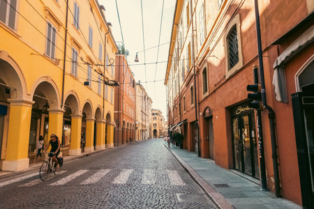 Beautiful view of Modena in Emilia Romanga. Summer in Italyの写真素材