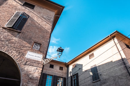 Beautiful view of Modena in Emilia Romanga. Summer in Italyの写真素材