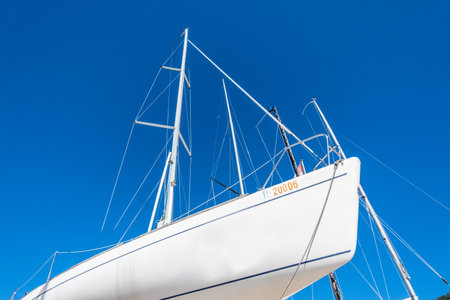 Boat detail on a harbor, Lugano. Switzerland. Canton Ticinoの写真素材