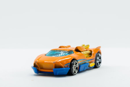 Orange and blue fast race car toyの写真素材