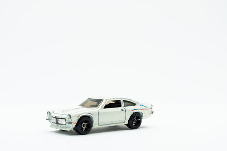 White American Muscle car toy on white backgroundの写真素材