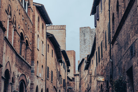 The towers of San Gimignano, Tuscany landscape and landmarks. Summer in Italyの写真素材