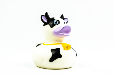 White and black cow Duck Floating Toyの写真素材