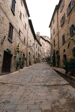 Alley of a medieval town in Tuscanyの写真素材