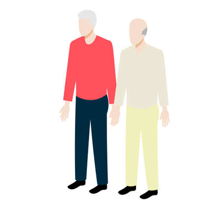 Old isometric couple standing holding handsのイラスト素材