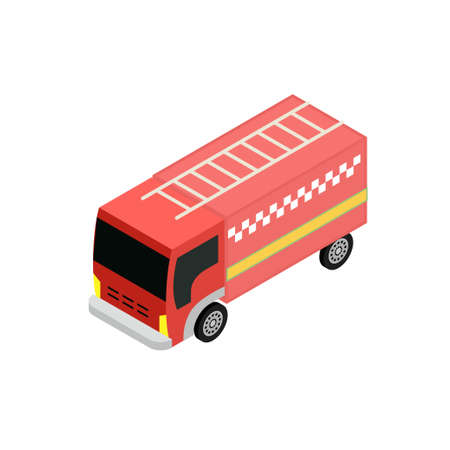 Isometrick fire truck icon for infographic and game designのイラスト素材