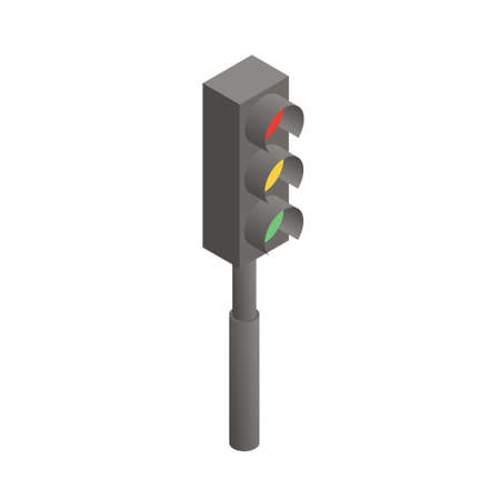 isometric traffic light illustration for game design and infographicsのイラスト素材