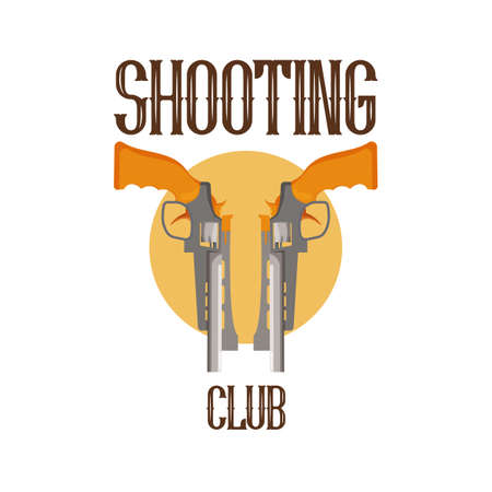 shooting club. Label and badge emblem with weapon, vector illustrationのイラスト素材