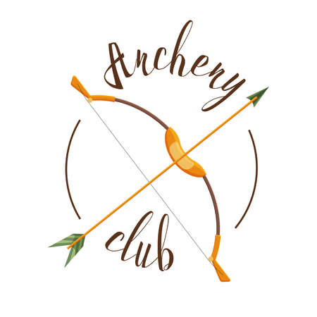 Archery club. Sport emblem with weapon, shooting vector illustrationのイラスト素材