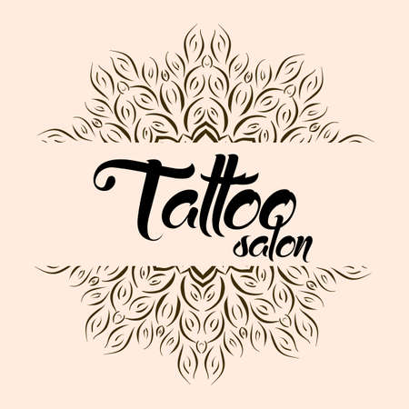 Tattoo salon emblem with mandala.のイラスト素材