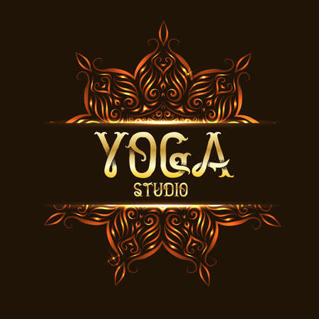 Youga studio emblem with mandala.のイラスト素材
