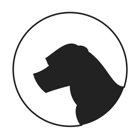 Silhouette of a dog head american staffordshire terrier. Vector illustrationのイラスト素材