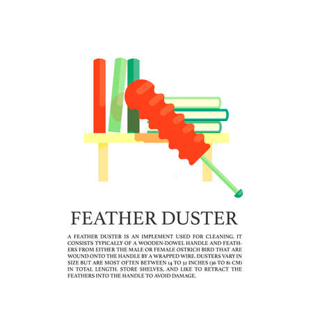 Feather duster  concept. Illustration of sweeping on the shelfのイラスト素材