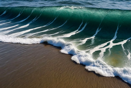 Wave pattern surface fresh or sea reservoir. Wallpaper background of lapping river waves on water surface sea or ocean waves. Backgrounds nature wallpapers concept. Photo ripples lake. Copy spaceの素材