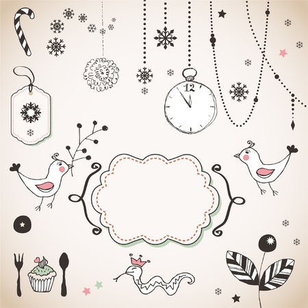 Hand Drawn christmas ornamentsのイラスト素材