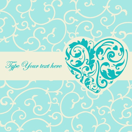 Elegant turquoise card with heart shape のイラスト素材