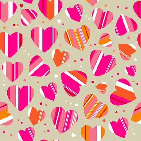 Seamless pattern with striped hearts 