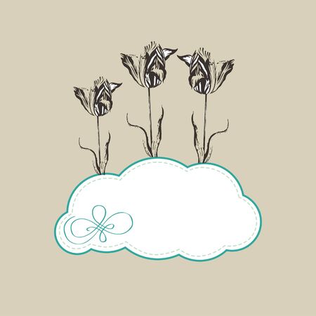 Abstract card with three tulips のイラスト素材