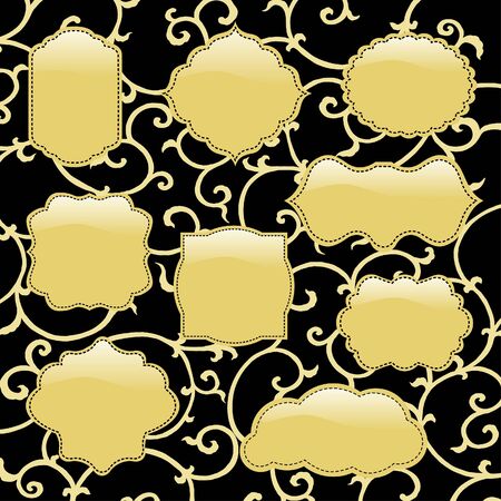 Shiny golden frames with black background のイラスト素材