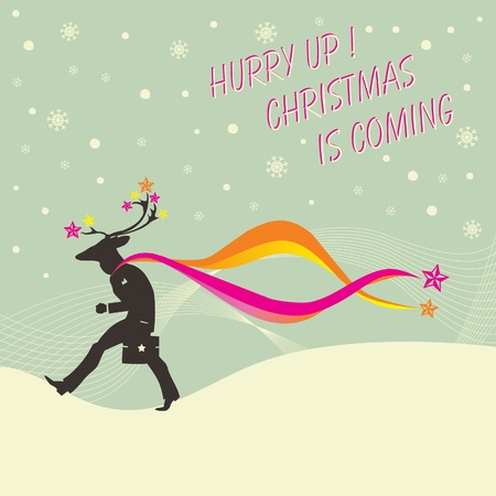Funny Christmas card with reindeer のイラスト素材