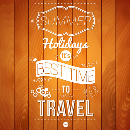 Summer holidays poster on a wooden のイラスト素材