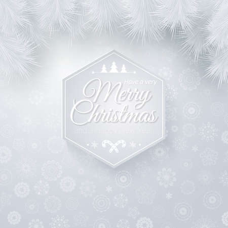 Christmas and New Years card in cutout paper style  Vector illustration  のイラスト素材