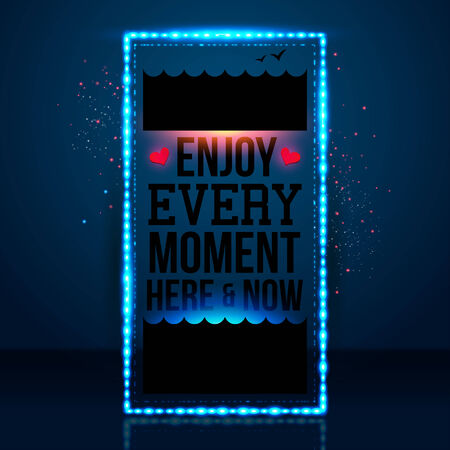 Enjoy every moment here and now  Motivating poster, nautical background  Vector image  のイラスト素材