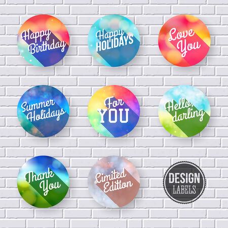 Colorful set of labels with long shadow. のイラスト素材