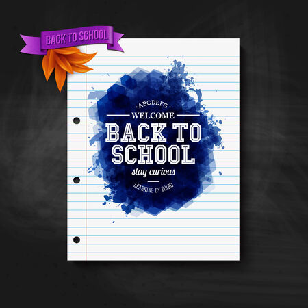 Back to school card. Chalkboard, typography design. Vector illustration.のイラスト素材