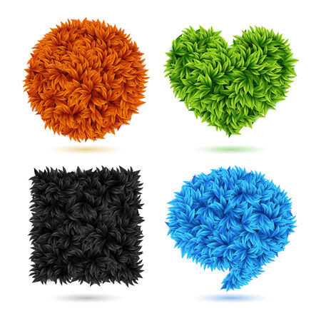 Set of shapes made of leaves. Vector illustration.のイラスト素材