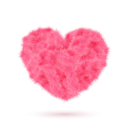 Pink fur heart for Your Valentine design. Vector illustration.のイラスト素材
