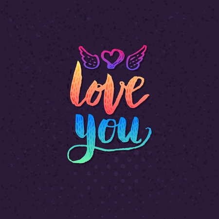Love Concept - Attractive Colored Love you Texts on Abstract Violet Backgroundのイラスト素材