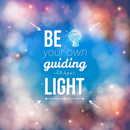 Be Your Own Guiding Light in White Texts with Bulb Design on Abstract Background.のイラスト素材