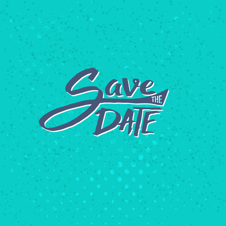 Conceptual Simple Save the Date Text Design on Abstract Blue Green Backgroundのイラスト素材