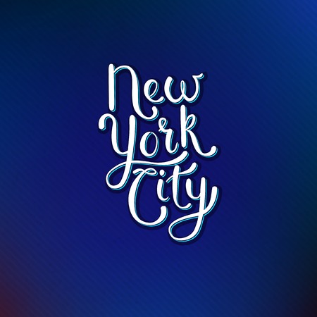 Simple White Text Design for New York City Concept on Abstract Blue Violet Background.のイラスト素材
