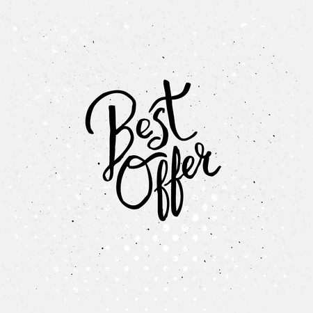 Black Handwriting Design for Best Offer Concept on Dotted Off White Background.のイラスト素材