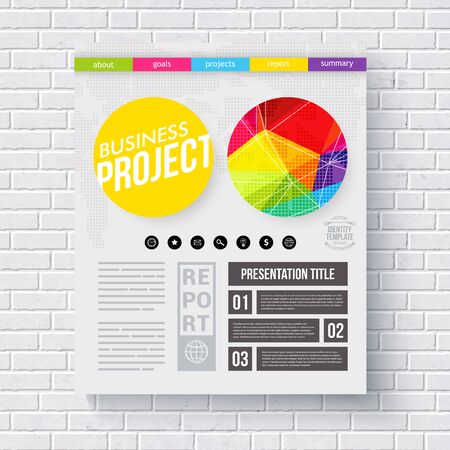Business Report infographic presentation template with vibrant circular motifs with a textured geometric pattern and editable text space in a stylish layout, vector designのイラスト素材