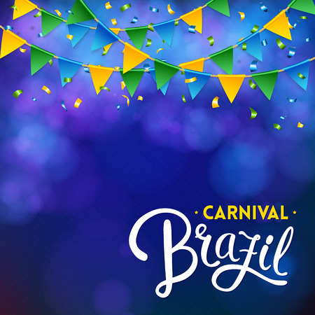 Full frame square with Carnival Brazil text over obscured purple gradient background and additional copy spaceのイラスト素材