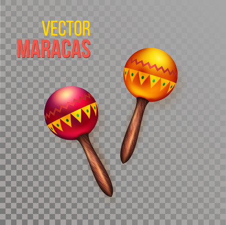 Vector illustration of two red and orange musical rattles or maracas.のイラスト素材